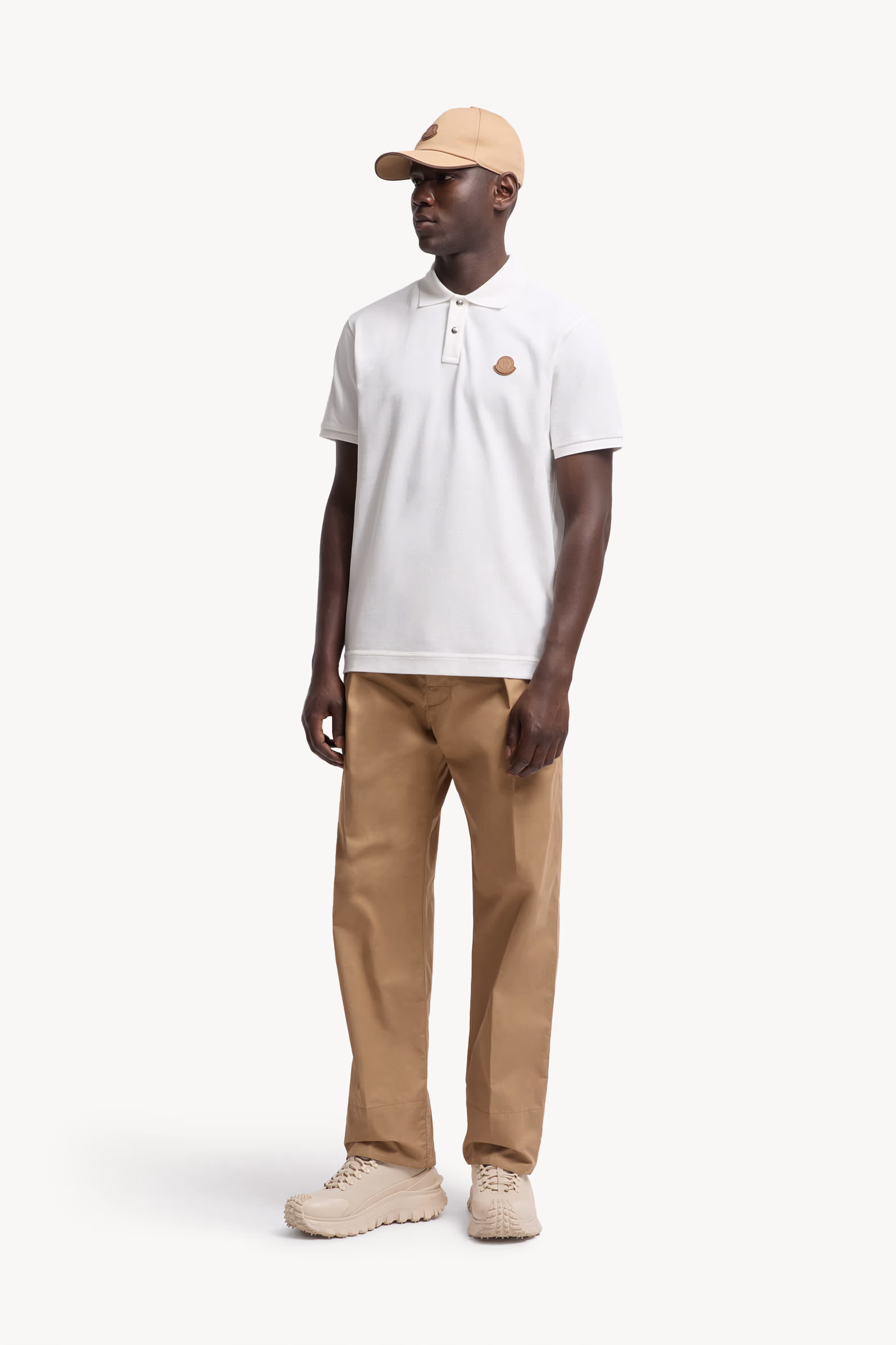 Polo de piqué de algodón con parche con logotipo Hombre Blanco Moncler 0